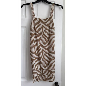 Linen/Rayon Blend Zebra Print Sundress‎ Adjustable Straps Beach Vacation | 2